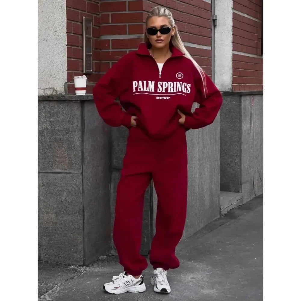 Spring Hoodies Women Letter Print Sweatshirt Hoodie Red Turtleneck Half Zipper Collar Pullover Tops K Pop Clothes Y2k