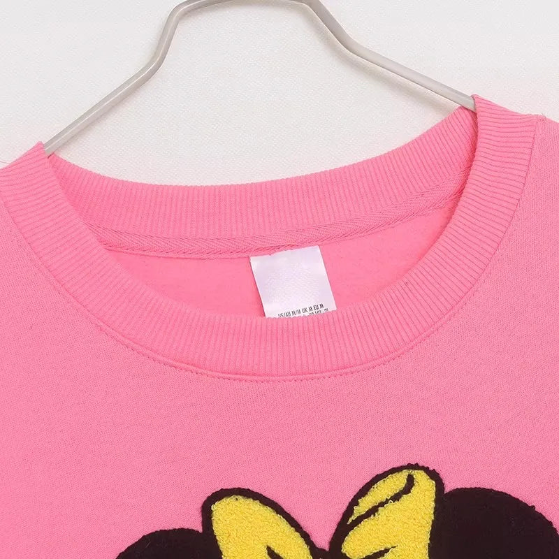 Mouse Chip An' Dale Cartoon Print Embroidery Fleece Sweatshirt New Women O-Neck Pullover Jumper Tops