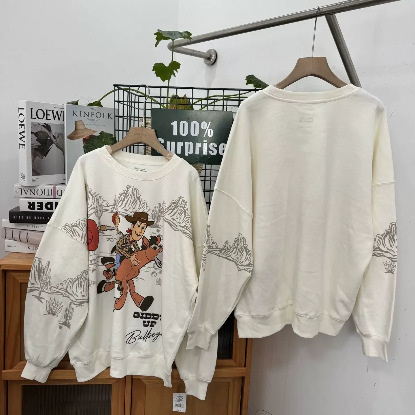 Toy Story Woody Embroidery Cartoon Print Sweatshirt New Women Unisex Couple Long Sleeve Pullover Jumper Tops Streetwear