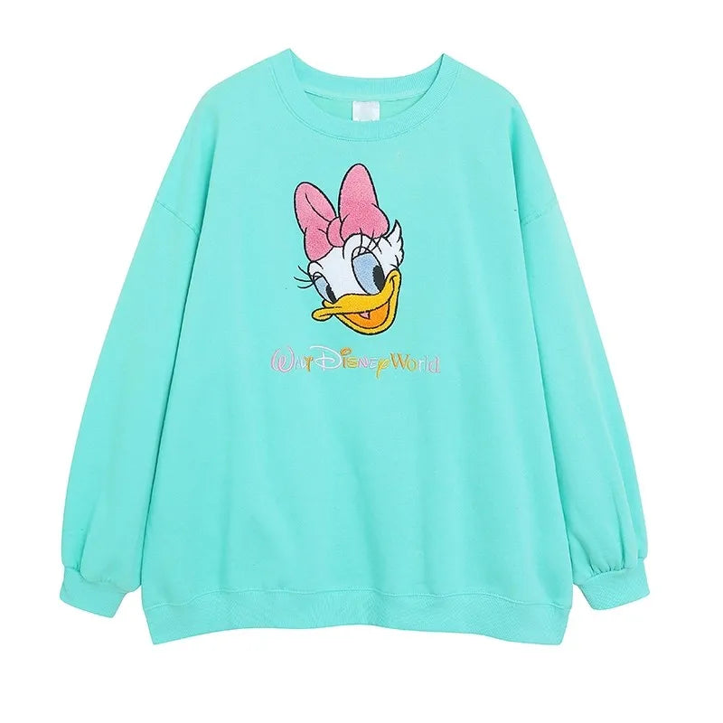 Sweatshirt Mickey Mouse Daisy Duck Cartoon Print Embroidery Women Pullover Fleece Tee Jumper Tops