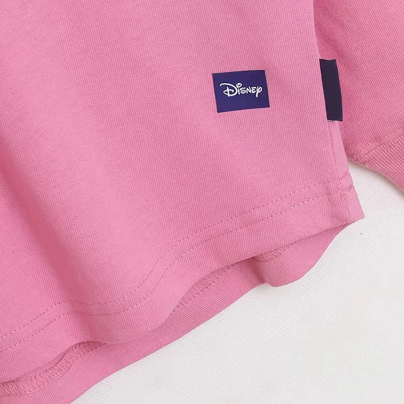 Cartoon Print Embroidery Flares Pearl Pink Sweatshirt Sweet Women Long Sleeve Loose Jumper Tops Female