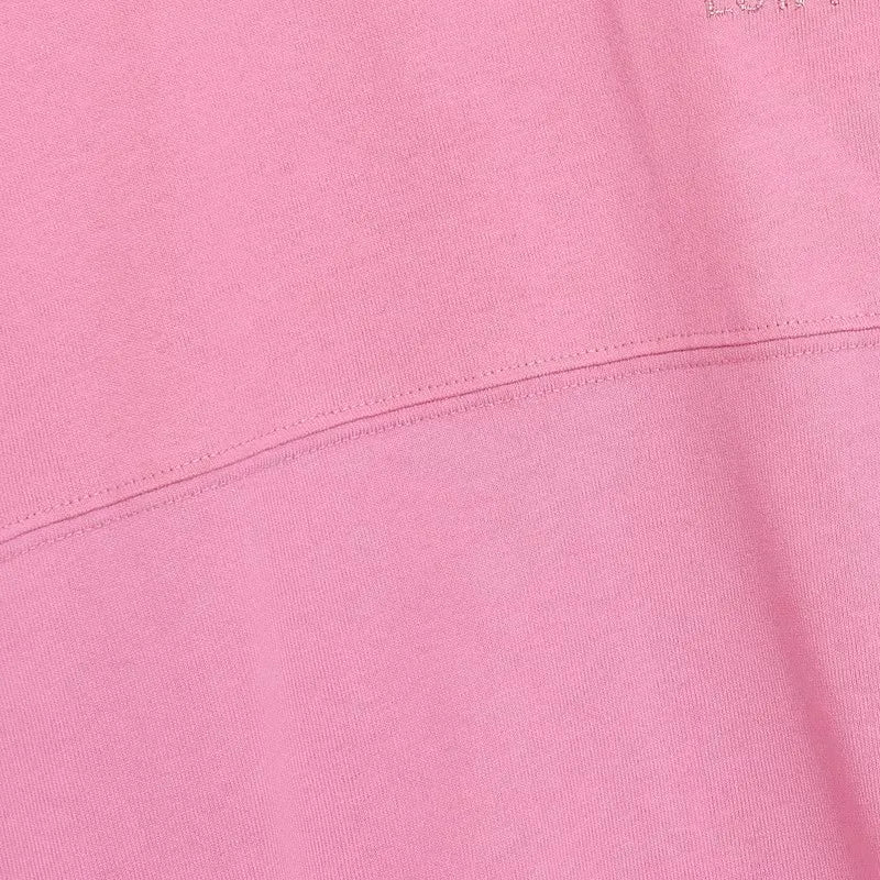 Cartoon Print Embroidery Flares Pearl Pink Sweatshirt Sweet Women Long Sleeve Loose Jumper Tops Female