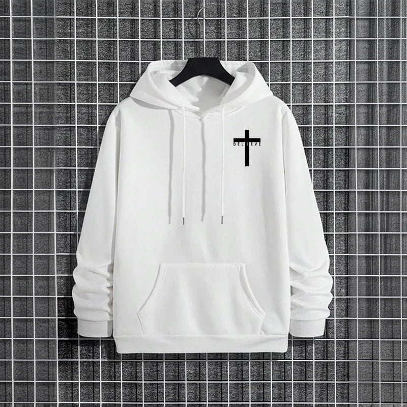 Hoodies 2026 Fall Winter Hooded Long Sleeve Sweatshirts Man Of Faith Lion Print Hoody Outerwear