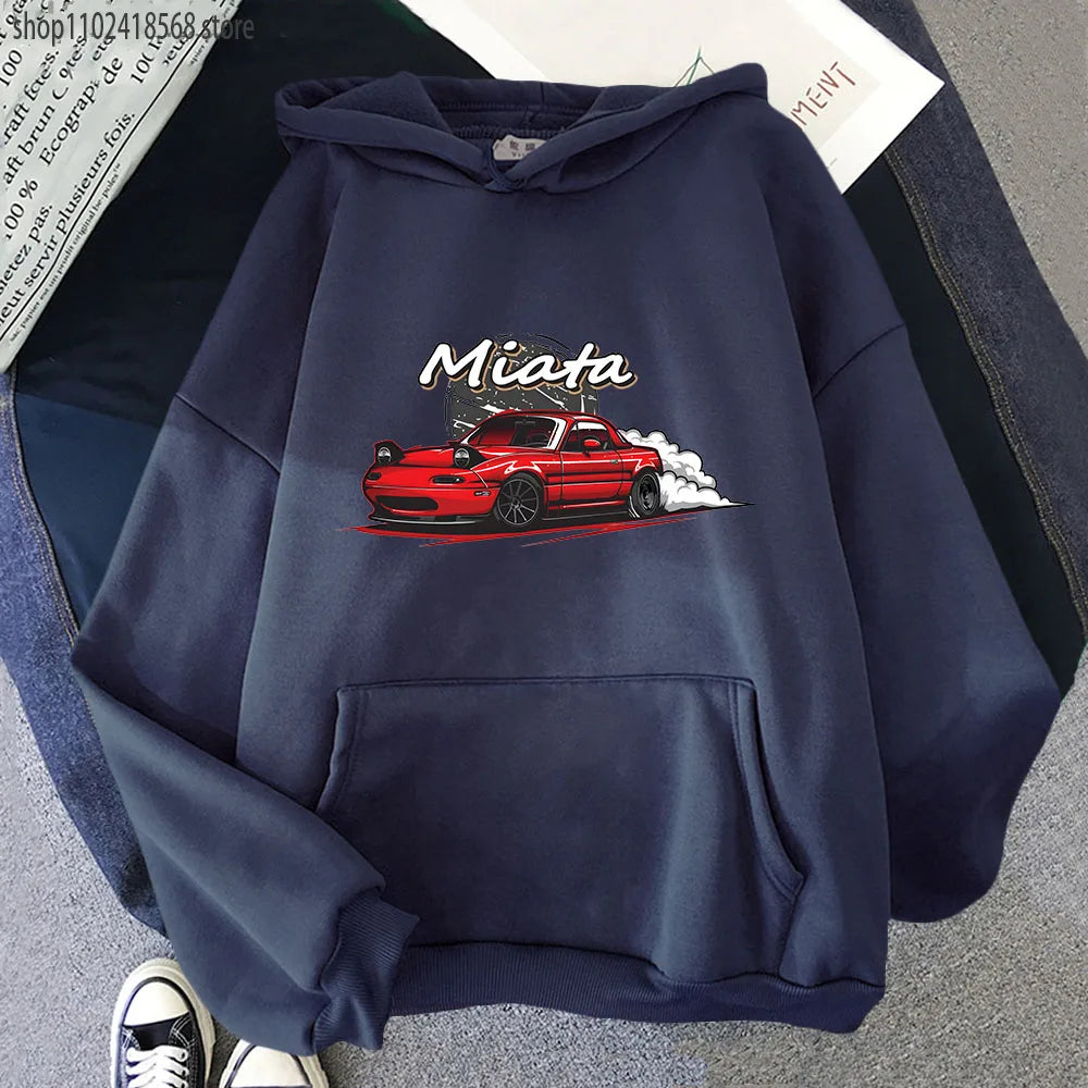 MX5 Initial D Men Hoodies Drift Jdm Sweatshirt Anime Mazda Print Car Miata Streetwear Men Unisex Automobile Culture Women Hoody
