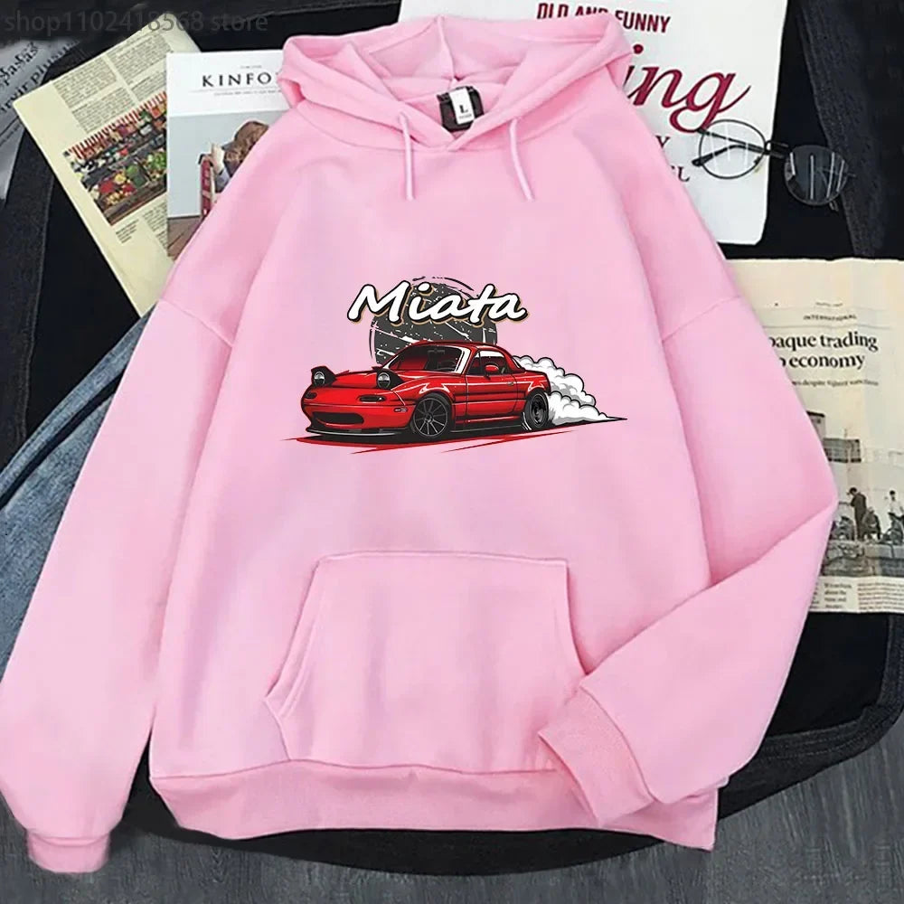 MX5 Initial D Men Hoodies Drift Jdm Sweatshirt Anime Mazda Print Car Miata Streetwear Men Unisex Automobile Culture Women Hoody
