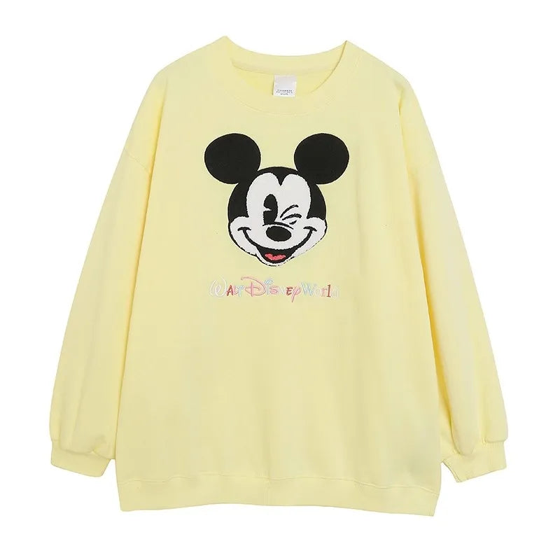 Sweatshirt Mickey Mouse Daisy Duck Cartoon Print Embroidery Women Pullover Fleece Tee Jumper Tops