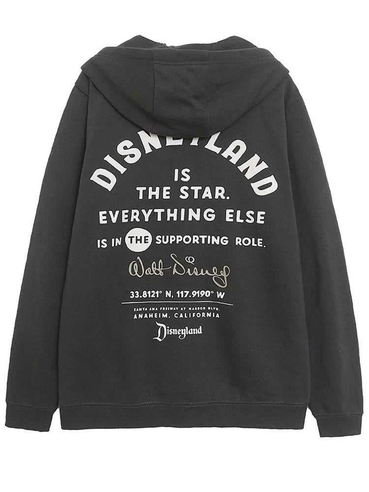 Mickey Mouse Castle Cartoon Print Fleece Sweatshirt Fashion Unisex Women Hooded Zip Up Jacket Jumper Tops