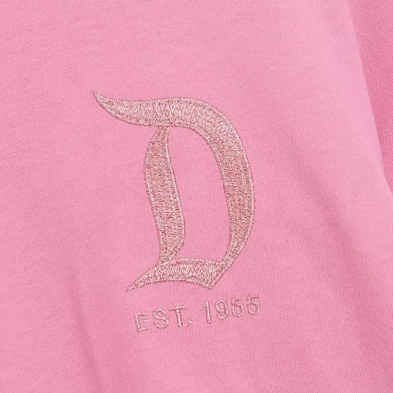 Cartoon Print Embroidery Flares Pearl Pink Sweatshirt Sweet Women Long Sleeve Loose Jumper Tops Female