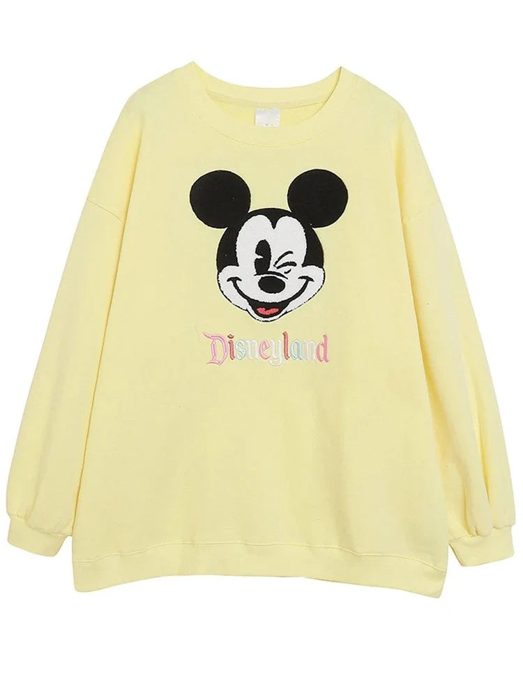 Sweatshirt Mickey Mouse Daisy Duck Cartoon Print Embroidery Women Pullover Fleece Tee Jumper Tops