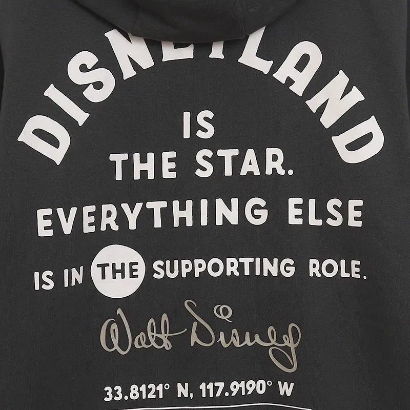 Mickey Mouse Castle Cartoon Print Fleece Sweatshirt Fashion Unisex Women Hooded Zip Up Jacket Jumper Tops