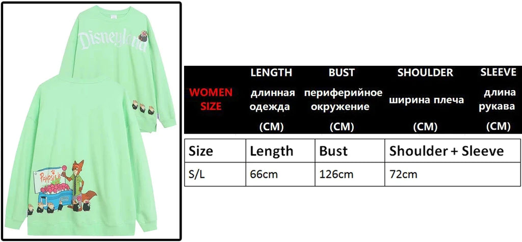 Embroidery Cartoon Print Sweatshirt Women Couple Long Sleeve Pullover Jumper Tops