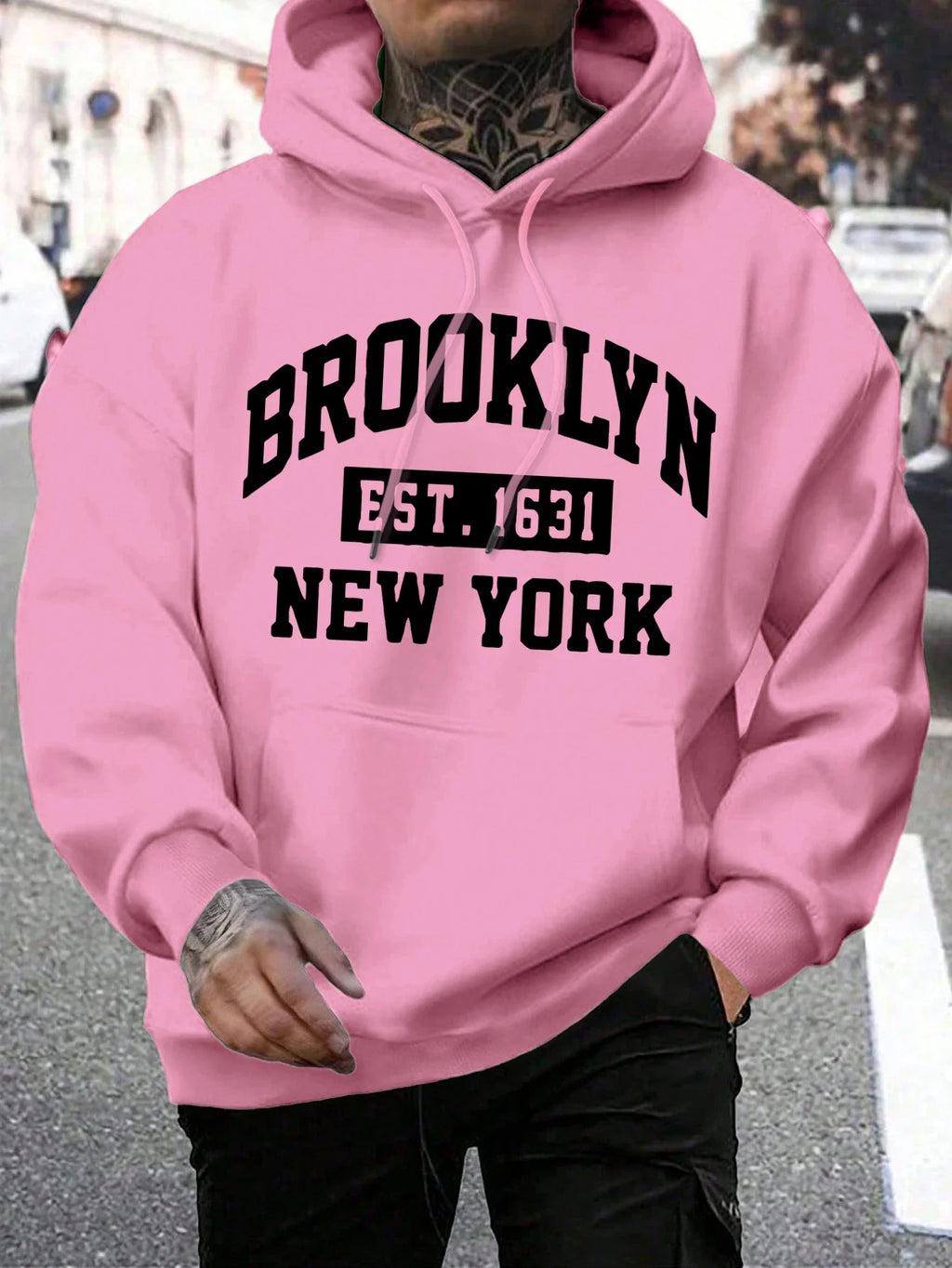 Beooklyn Est 1631 New York Printed Hooded Men Fleece Warm Big Size Hoodies Fashion fur-liner Hoodie Fashion Casual S-XXL Tops