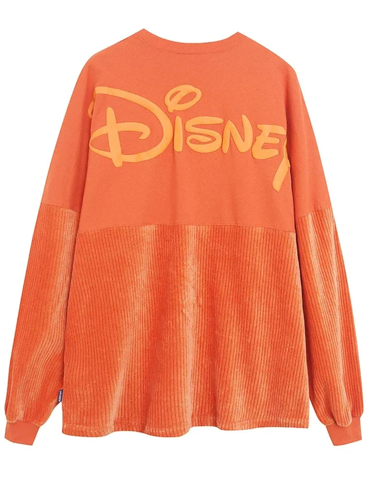 Cartoon Print Embroidery Flares Pearl Pink Sweatshirt Sweet Women Long Sleeve Loose Jumper Tops Female