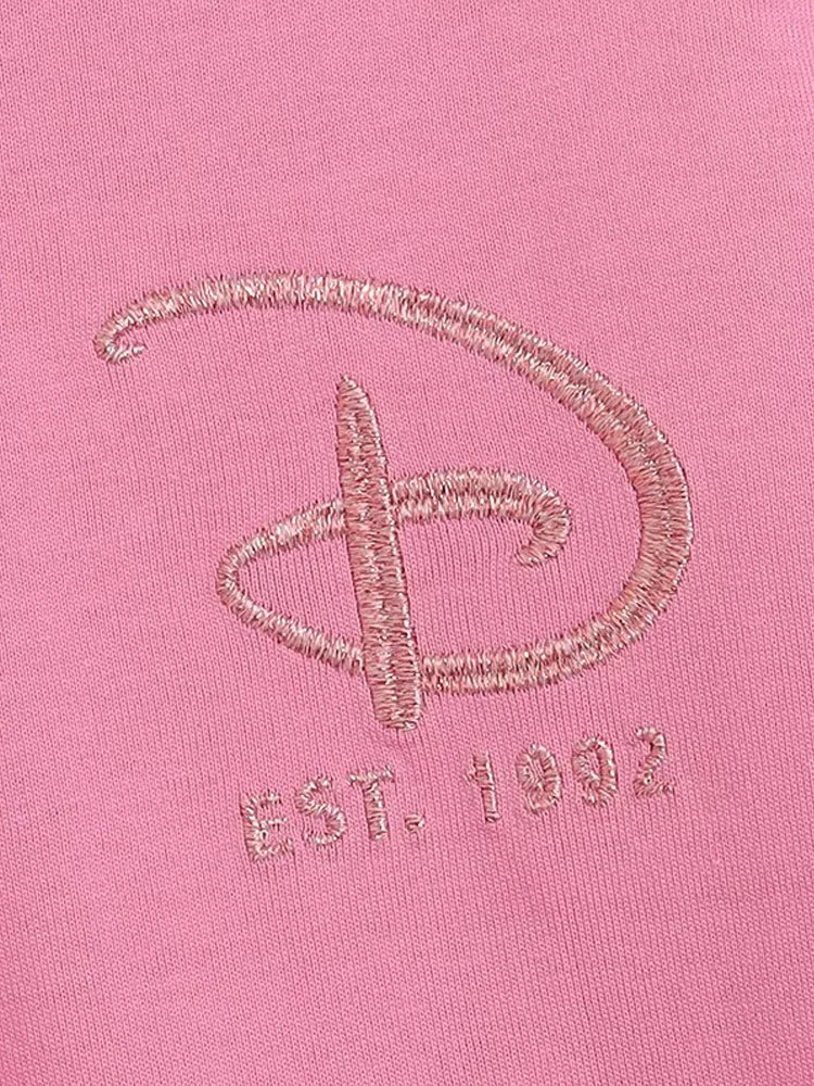 Cartoon Print Embroidery Flares Pearl Pink Sweatshirt Sweet Women Long Sleeve Loose Jumper Tops Female