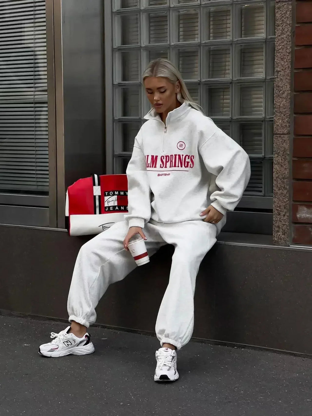 Spring Hoodies Women Letter Print Sweatshirt Hoodie Red Turtleneck Half Zipper Collar Pullover Tops K Pop Clothes Y2k