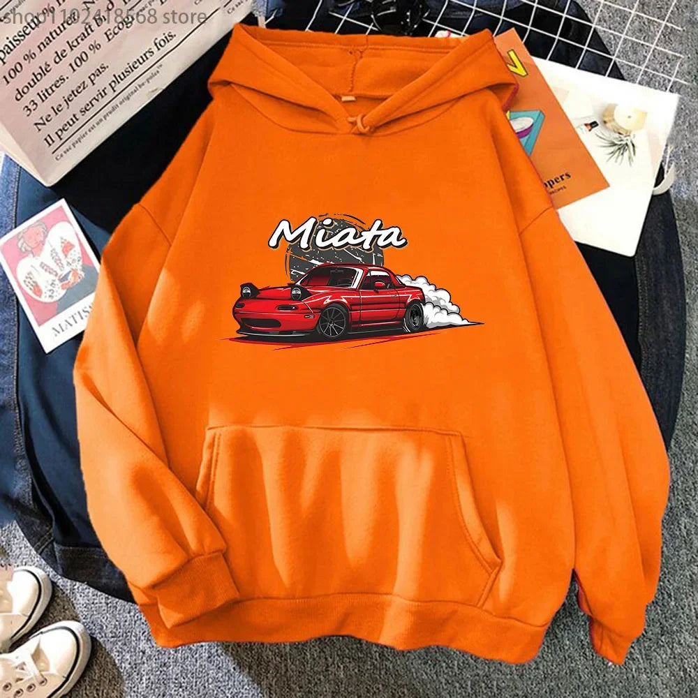 MX5 Initial D Men Hoodies Drift Jdm Sweatshirt Anime Mazda Print Car Miata Streetwear Men Unisex Automobile Culture Women Hoody