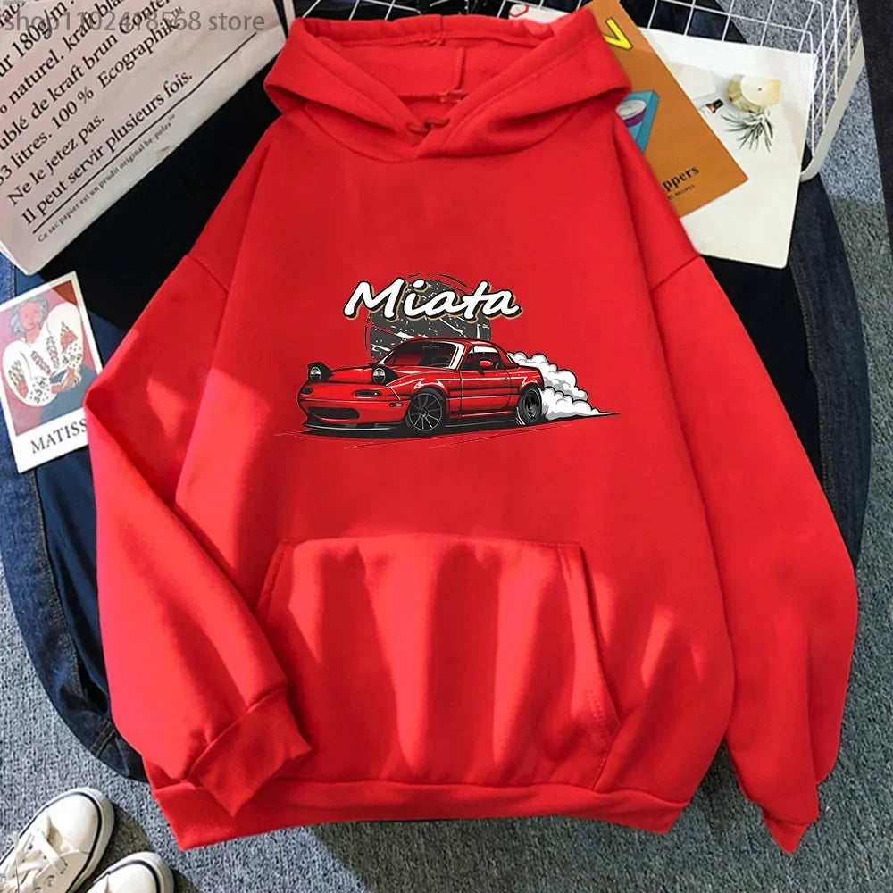 MX5 Initial D Men Hoodies Drift Jdm Sweatshirt Anime Mazda Print Car Miata Streetwear Men Unisex Automobile Culture Women Hoody