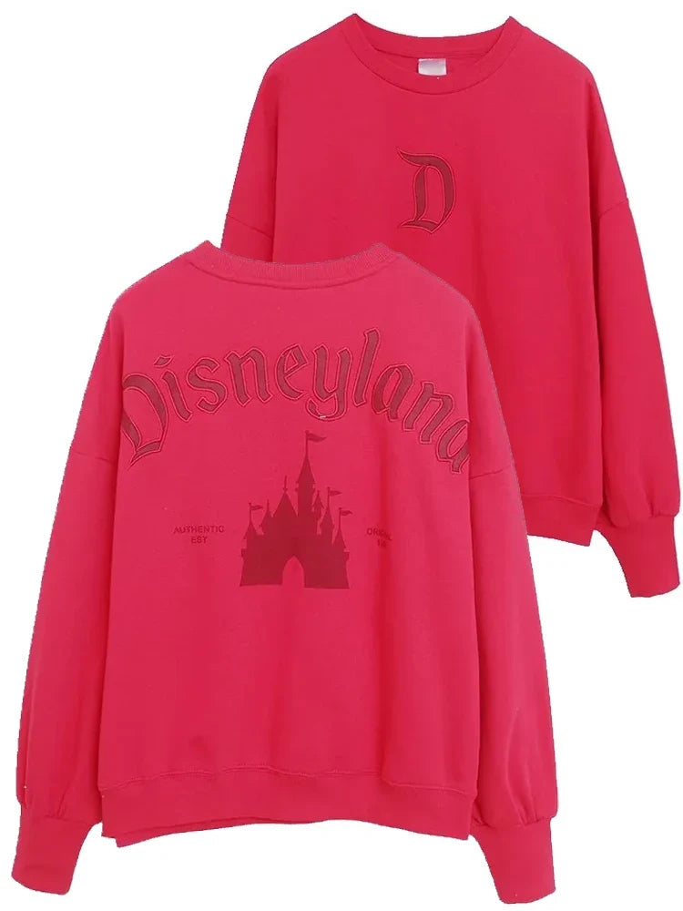 Mickey Mouse Letter Embroidery Sweatshirt New Women Long Sleeve O-Neck Pullover Jumper Tops