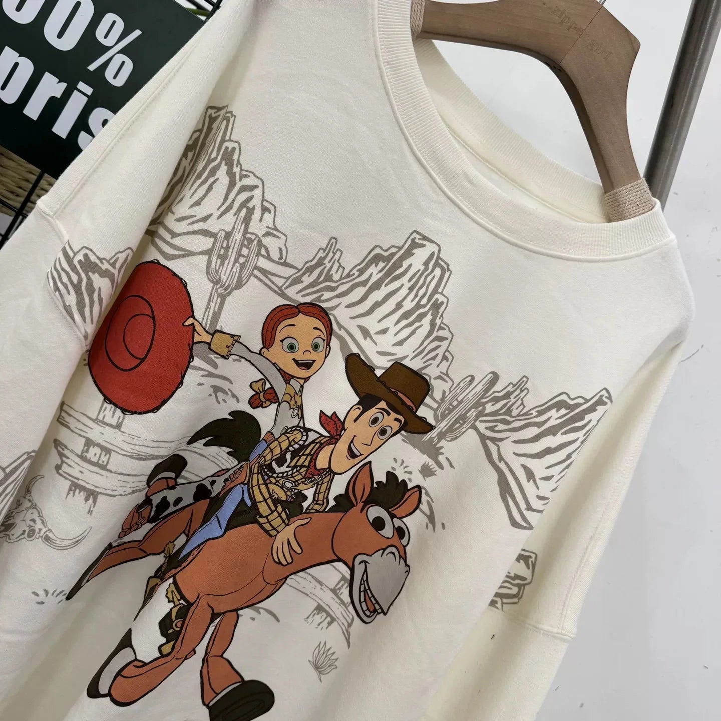Toy Story Woody Embroidery Cartoon Print Sweatshirt New Women Unisex Couple Long Sleeve Pullover Jumper Tops Streetwear