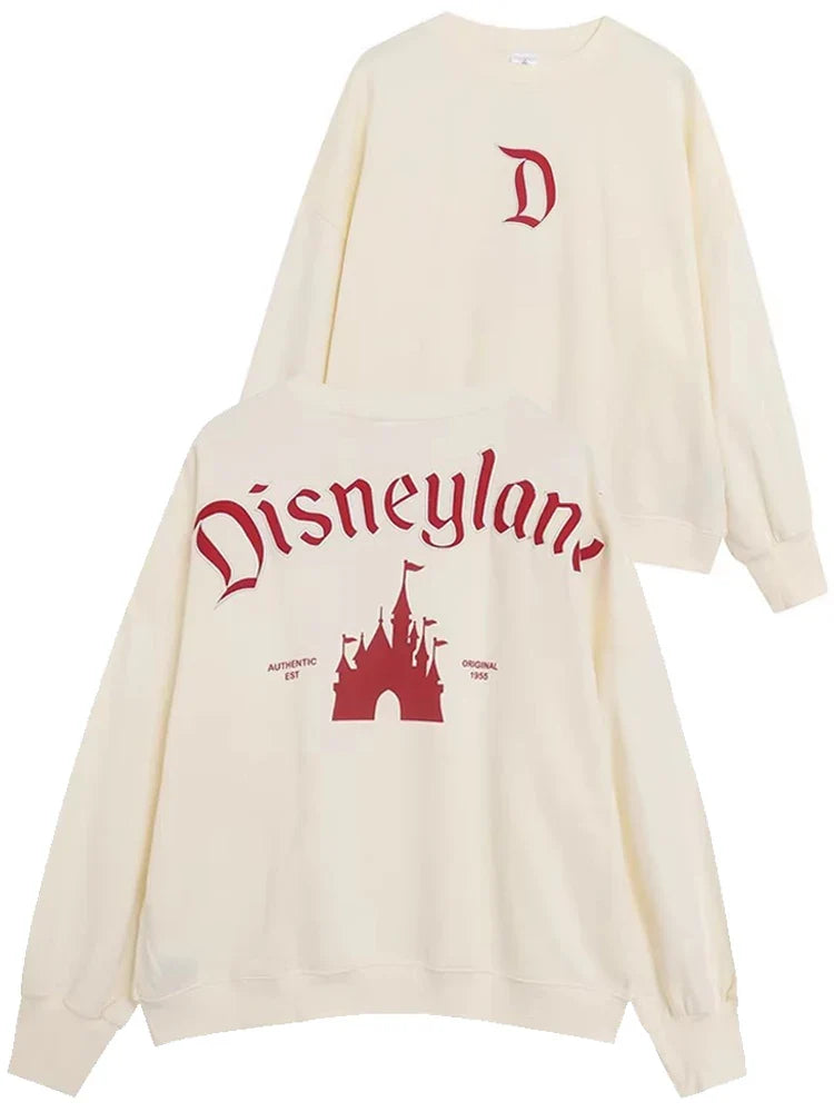 Mickey Mouse Letter Embroidery Sweatshirt New Women Long Sleeve O-Neck Pullover Jumper Tops