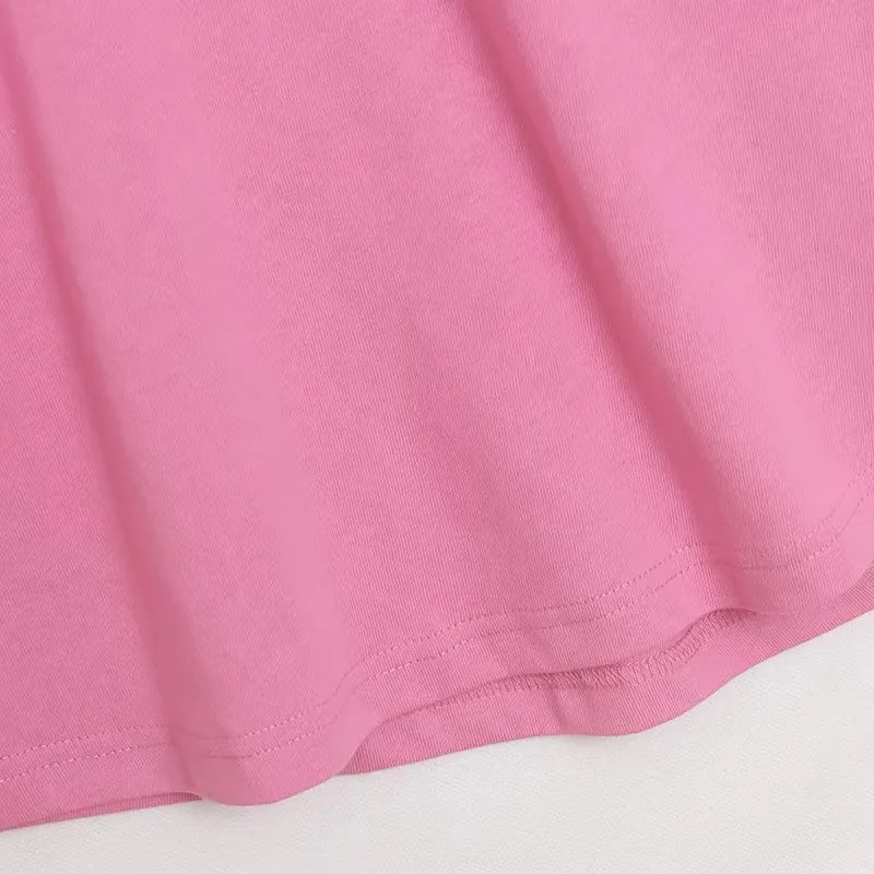 Cartoon Print Embroidery Flares Pearl Pink Sweatshirt Sweet Women Long Sleeve Loose Jumper Tops Female