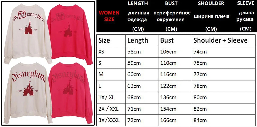 Mickey Mouse Letter Embroidery Sweatshirt New Women Long Sleeve O-Neck Pullover Jumper Tops