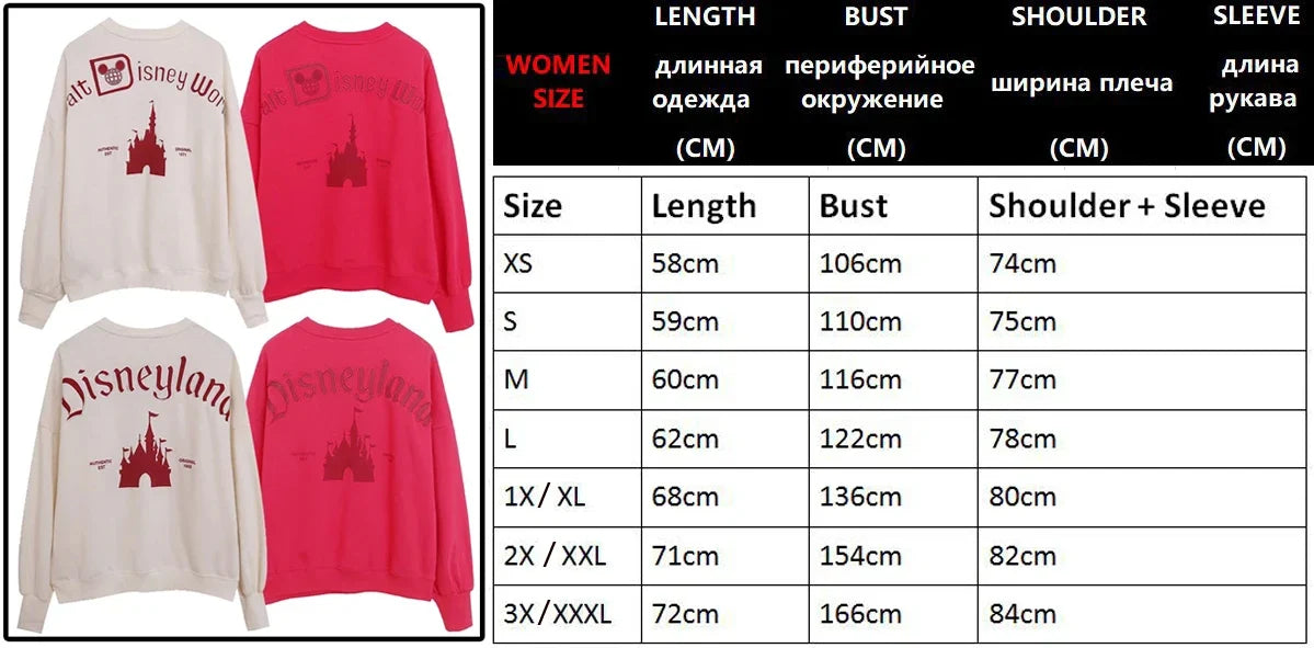 Mickey Mouse Letter Embroidery Sweatshirt New Women Long Sleeve O-Neck Pullover Jumper Tops