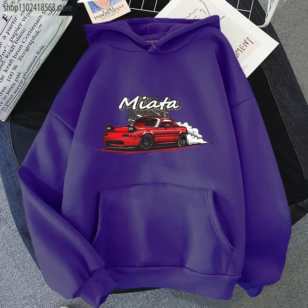 MX5 Initial D Men Hoodies Drift Jdm Sweatshirt Anime Mazda Print Car Miata Streetwear Men Unisex Automobile Culture Women Hoody
