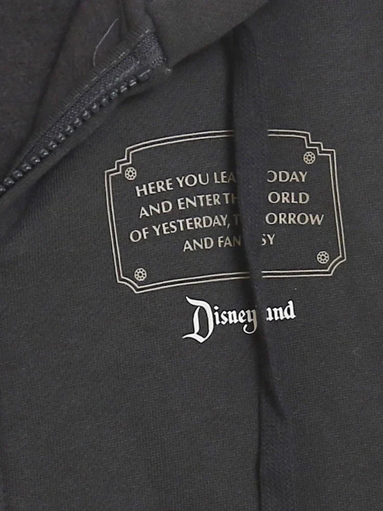 Mickey Mouse Castle Cartoon Print Fleece Sweatshirt Fashion Unisex Women Hooded Zip Up Jacket Jumper Tops