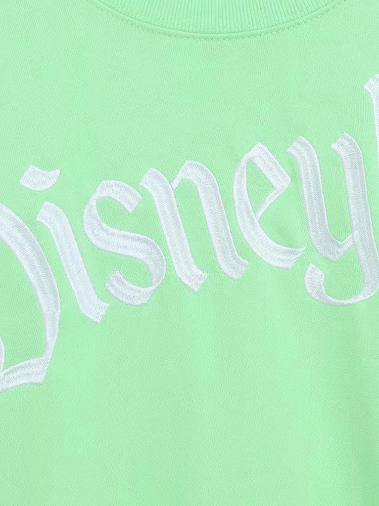 Embroidery Cartoon Print Sweatshirt Women Couple Long Sleeve Pullover Jumper Tops