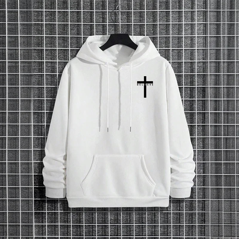 Hoodies 2026 Fall Winter Hooded Long Sleeve Sweatshirts Man Of Faith Lion Print Hoody Outerwear
