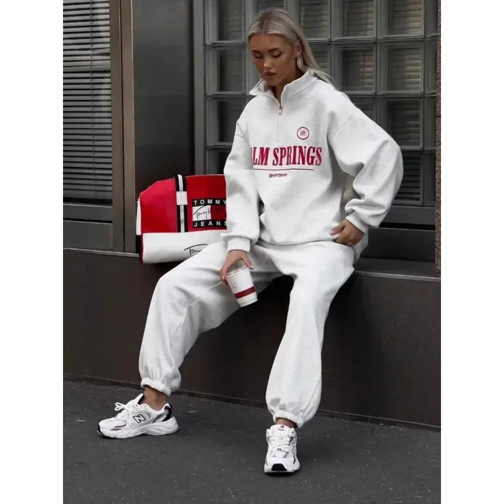 Spring Hoodies Women Letter Print Sweatshirt Hoodie Red Turtleneck Half Zipper Collar Pullover Tops K Pop Clothes Y2k