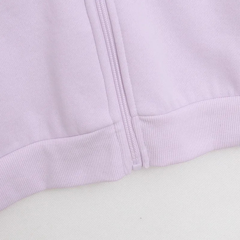 Donald Duck Letter Diamonds Fleece Sweatshirt Jacket Unisex Women Hooded Zip Up Jumper Tops