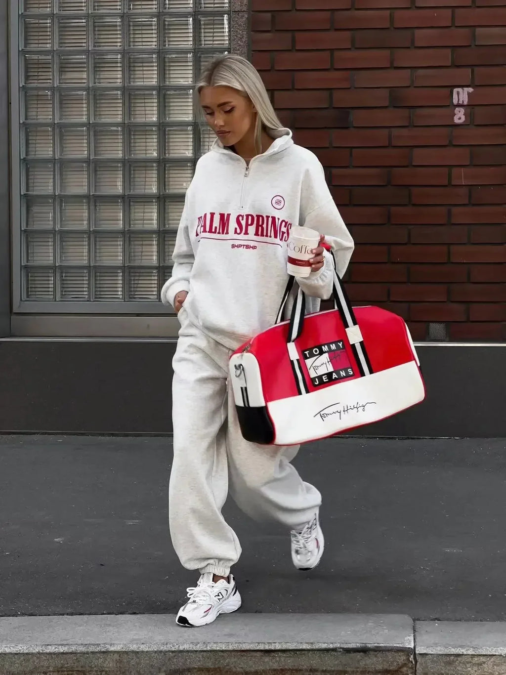 Spring Hoodies Women Letter Print Sweatshirt Hoodie Red Turtleneck Half Zipper Collar Pullover Tops K Pop Clothes Y2k