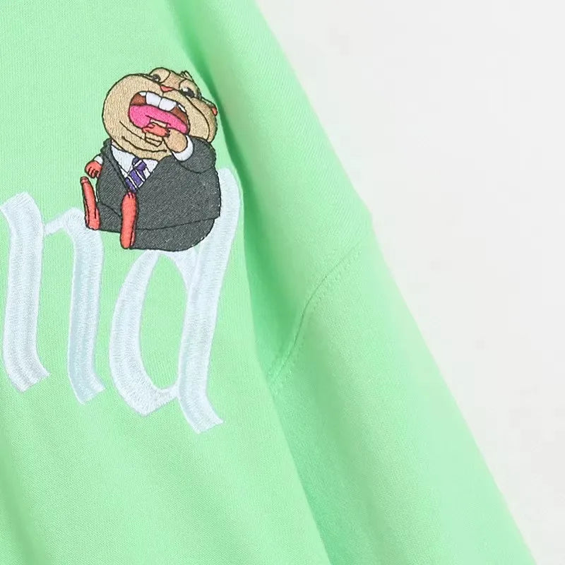 Embroidery Cartoon Print Sweatshirt Women Couple Long Sleeve Pullover Jumper Tops