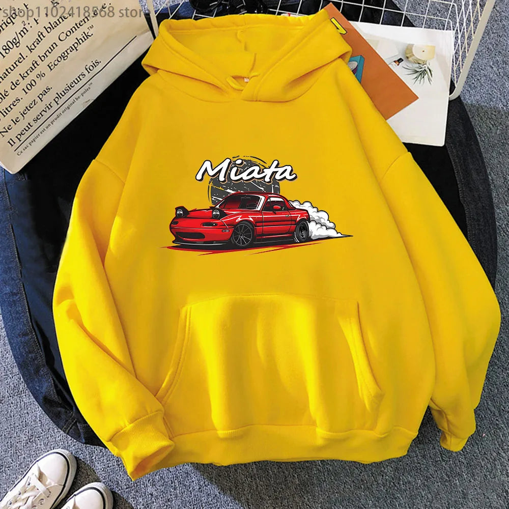 MX5 Initial D Men Hoodies Drift Jdm Sweatshirt Anime Mazda Print Car Miata Streetwear Men Unisex Automobile Culture Women Hoody