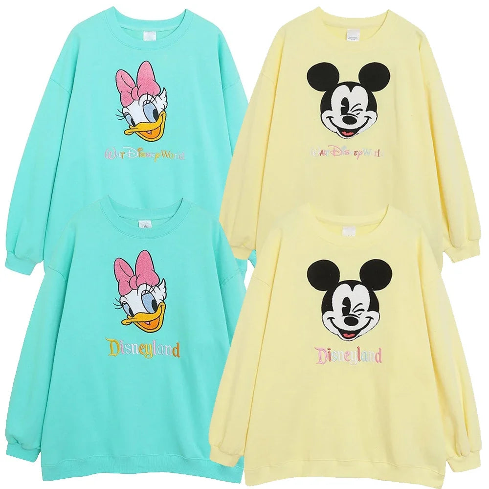 Sweatshirt Mickey Mouse Daisy Duck Cartoon Print Embroidery Women Pullover Fleece Tee Jumper Tops