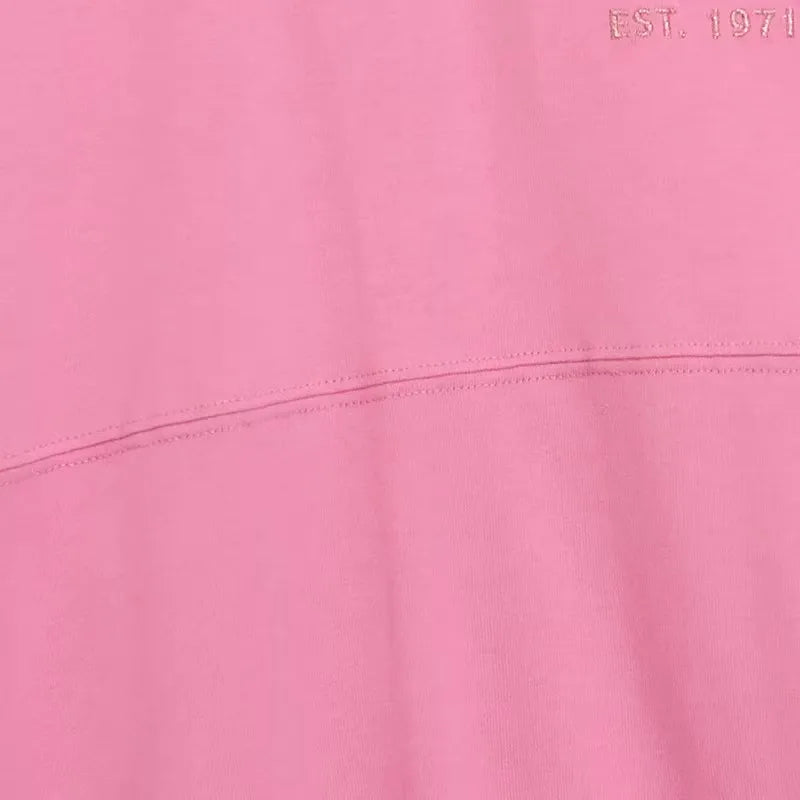 Cartoon Print Embroidery Flares Pearl Pink Sweatshirt Sweet Women Long Sleeve Loose Jumper Tops Female