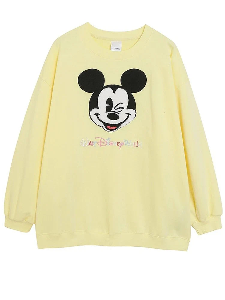Sweatshirt Mickey Mouse Daisy Duck Cartoon Print Embroidery Women Pullover Fleece Tee Jumper Tops