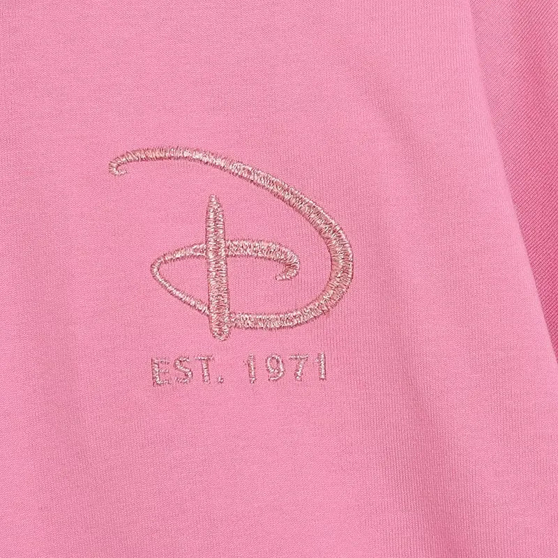 Cartoon Print Embroidery Flares Pearl Pink Sweatshirt Sweet Women Long Sleeve Loose Jumper Tops Female