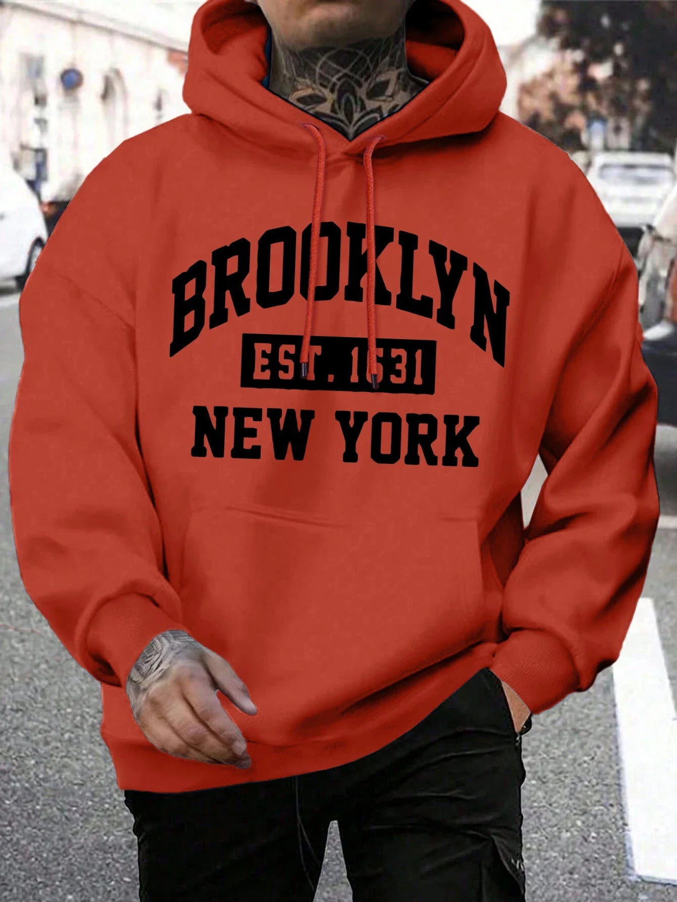Beooklyn Est 1631 New York Printed Hooded Men Fleece Warm Big Size Hoodies Fashion fur-liner Hoodie Fashion Casual S-XXL Tops