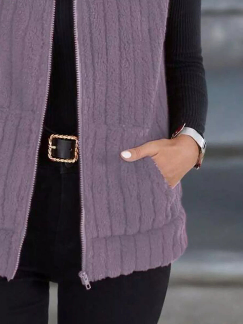 Full Size Fleece Zip-Up Vest Coat Plus Size