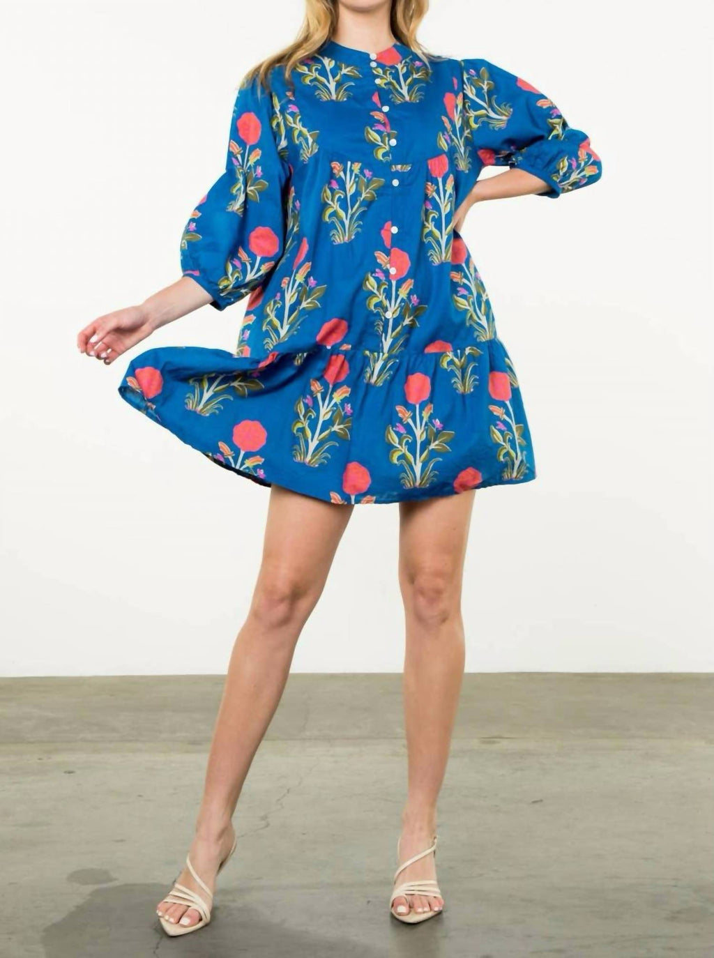 Thml - Jean Baby Mid Sleeve Floral Print Dress