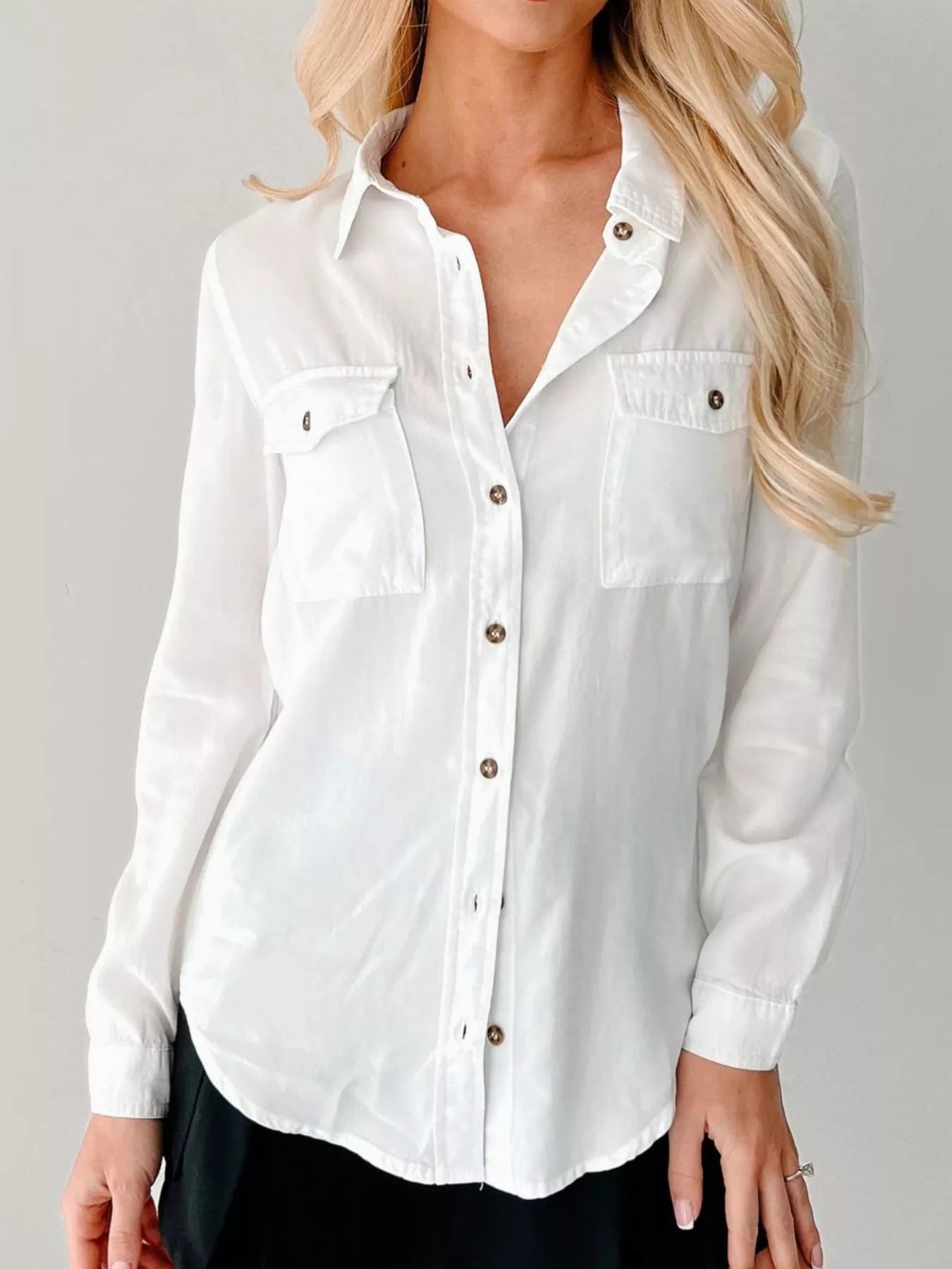 Button-Down Collared Neck Denim Shirt