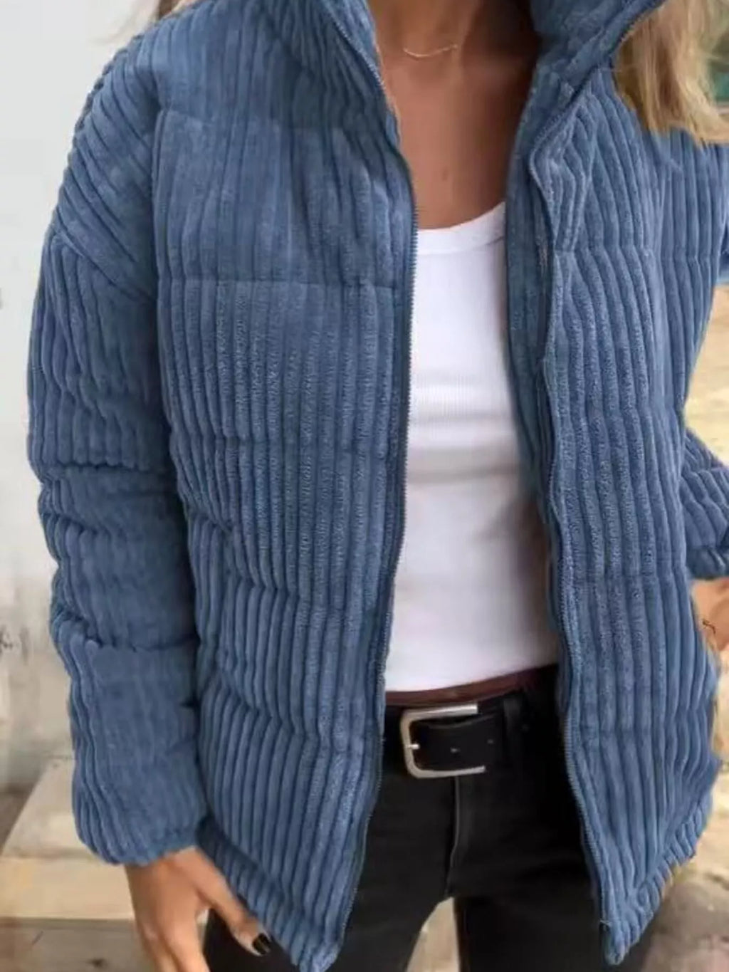 Full Size Zip Up Turtleneck Long Sleeve Winter Coat Plus Size