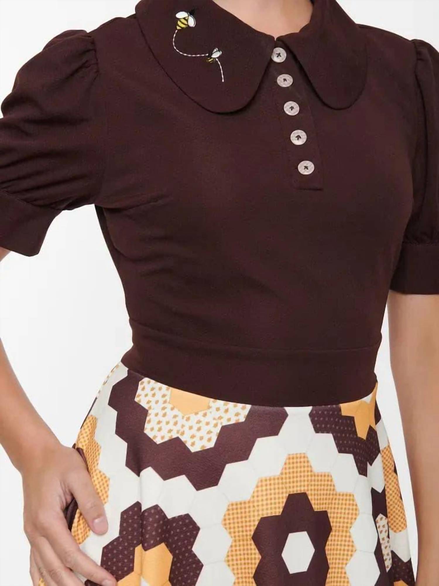 Unique Vintage - Honey Comb Pattern Flare Dress
