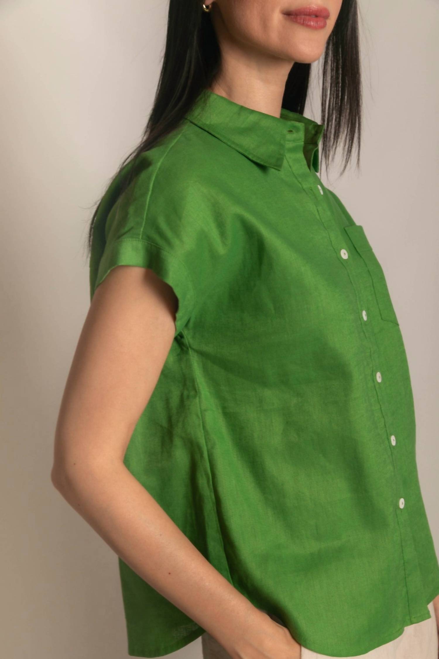 P.Cill - Linen Relaxed Short Sleeve Button Up Shirt