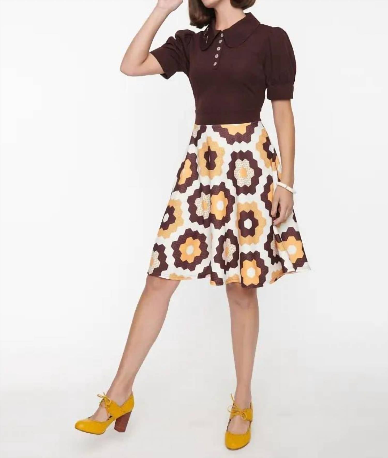 Unique Vintage - Honey Comb Pattern Flare Dress