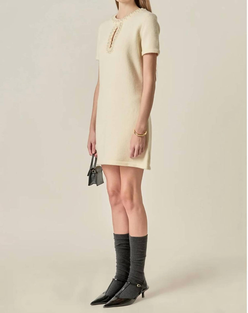 English Factory - Women's The Pearl Embellished Knit Mini Dress