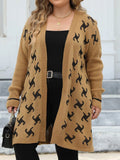 Plus Size Open Front Drop Shoulder Knit Cardigan